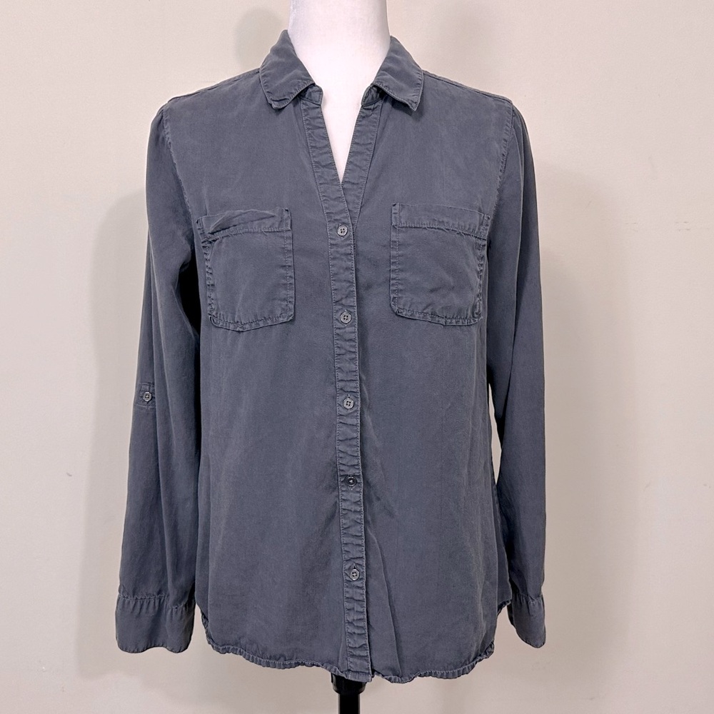 EUC Tinsel 100% Lyocell Long Sleeve w Roll Up Straps Metal Buttons Up Shirt M/L - Picture 3 of 16